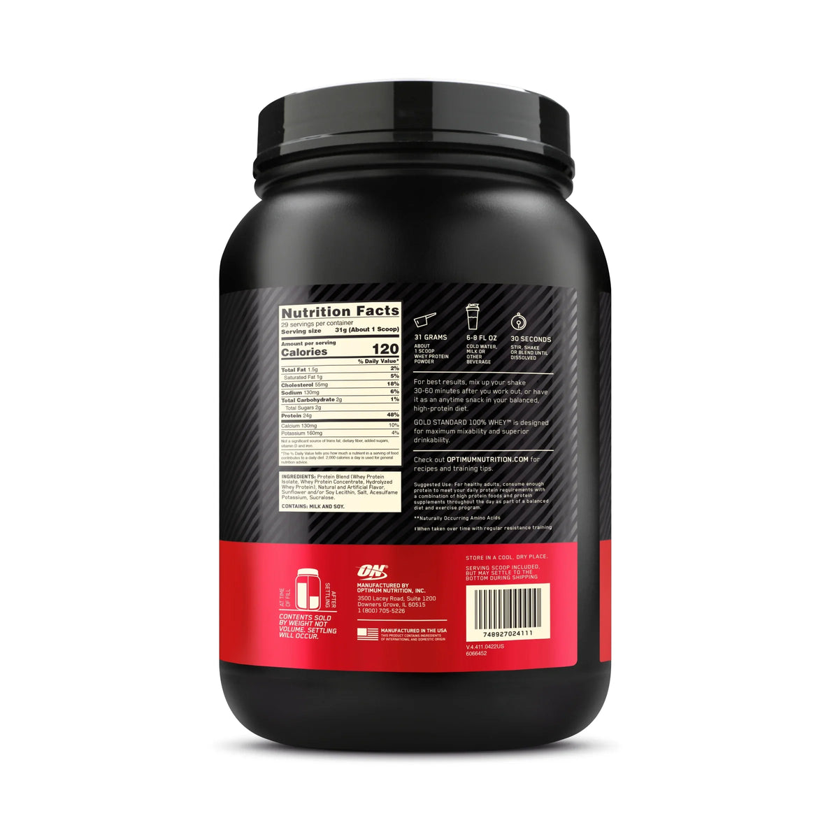 Optimum Creme, 100% Standard Nutrition, Servings Vanilla Protein 2 Whey 29 French Gold lb, Powder,