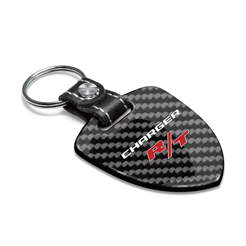 Key for R/T Real Licensed Shield-Style Carbon Charger Black Dodge Chain, Official Large Fiber Image iPick
