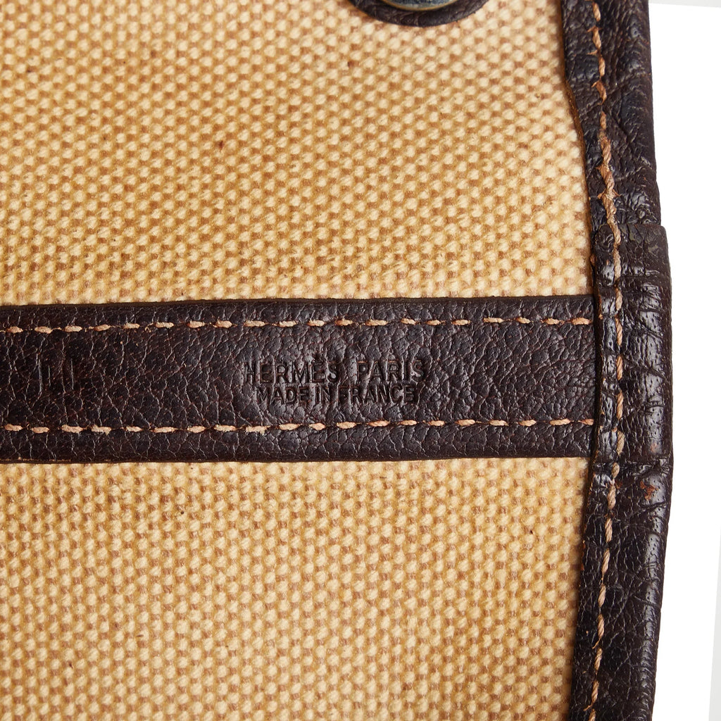 Hermès Fabric PM Garden Bag (Good) Brown Pre-Owned Party Authenticated Unisex Tote Canvas