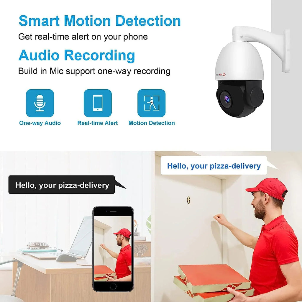 Detection, 8MP with Pan Optical Vision, IP66 Mic/Audio, Outdoor Zoom, IP IP Indoor 20X PTZ Metal, Camera Surveillance 360°/Tilt Person Security Camera 90°, PTZ Anpviz IR Night Vehicle PoE Waterproof