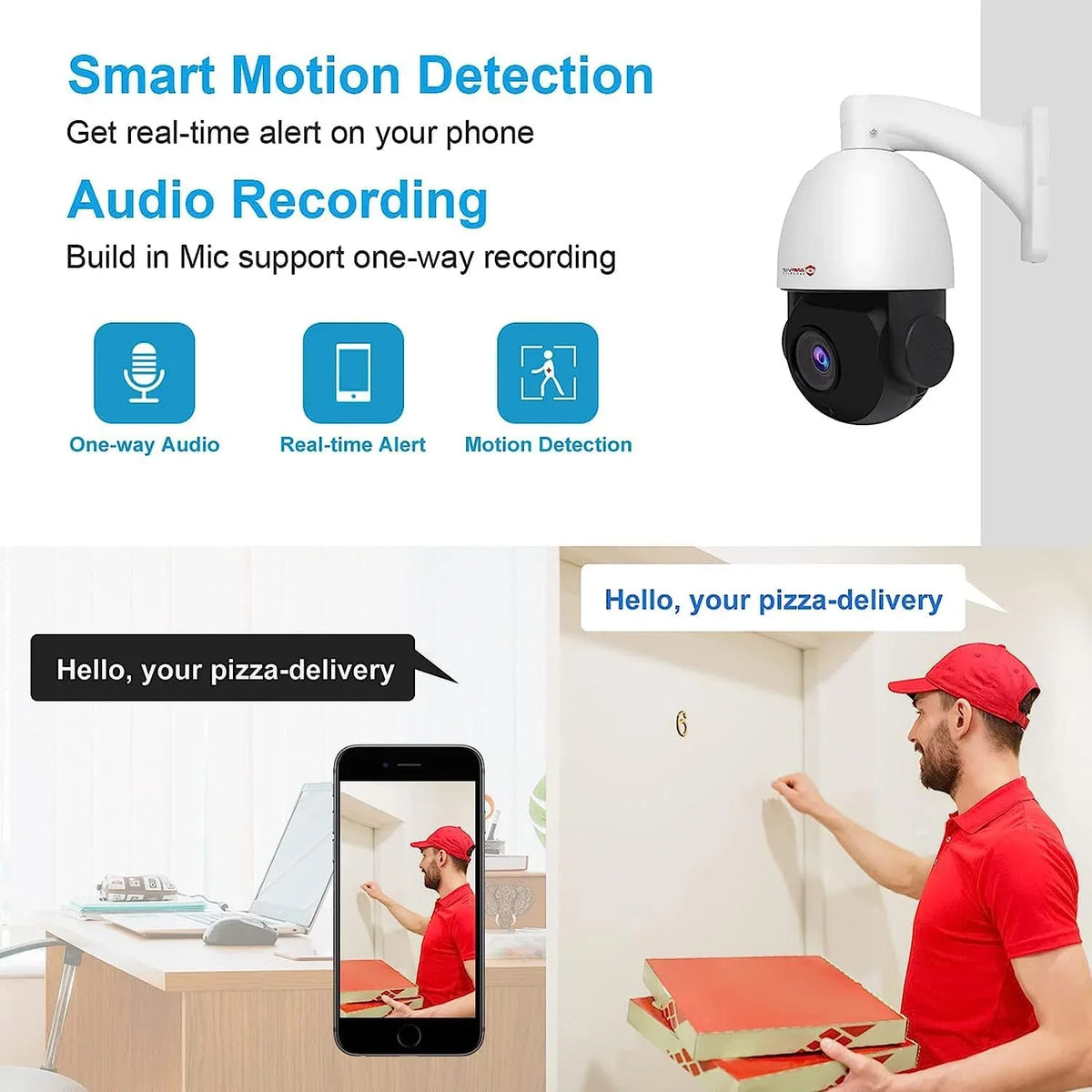 Detection, 8MP with Pan Optical Vision, IP66 Mic/Audio, Outdoor Zoom, IP IP Indoor 20X PTZ Metal, Camera Surveillance 360°/Tilt Person Security Camera 90°, PTZ Anpviz IR Night Vehicle PoE Waterproof
