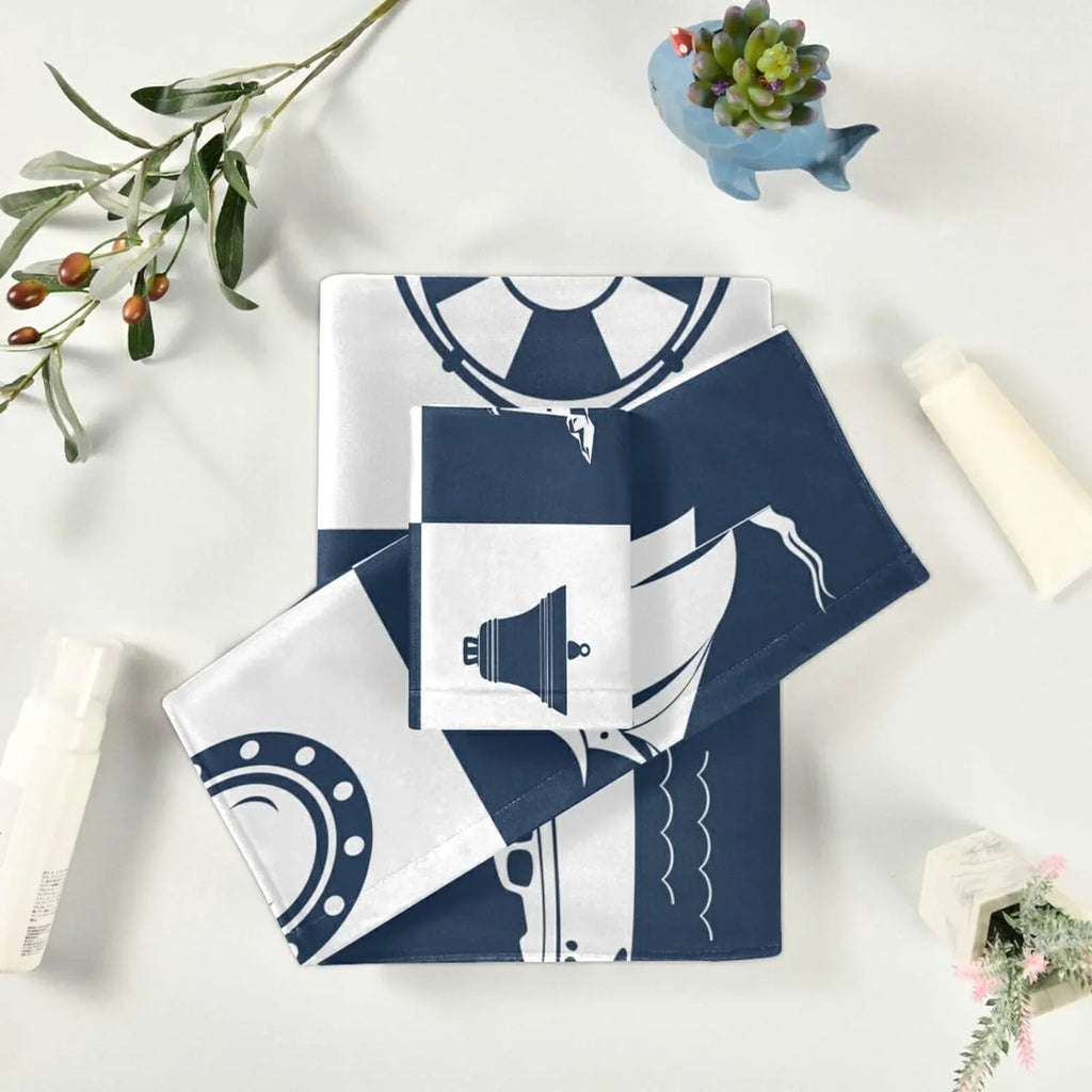 Towels for Checked Vessel 3 Decorative Dreamtimes Absorbent Bathroom Towels Anchor Sailing Soft Sets Towel Lighthouse Cotton Fingertip Piece Hand Bath