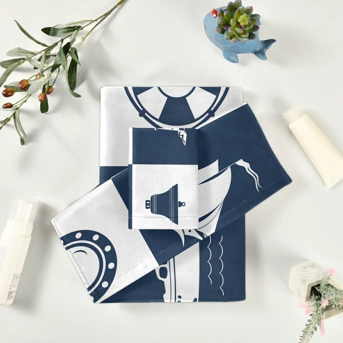 Towels for Checked Vessel 3 Decorative Dreamtimes Absorbent Bathroom Towels Anchor Sailing Soft Sets Towel Lighthouse Cotton Fingertip Piece Hand Bath