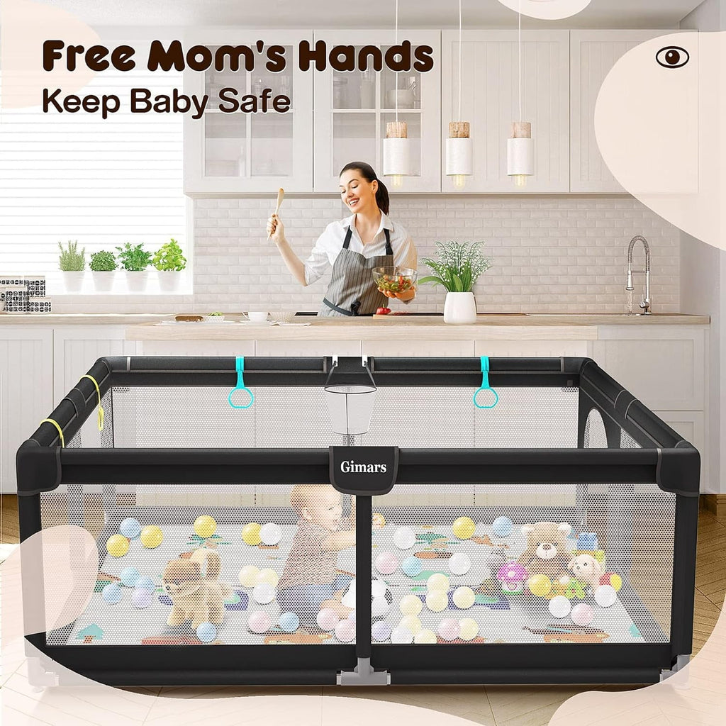 Sturdy Toddlers, Playpen 320D Cotton & Large Babies, Padded Mat, Rod for Safe with 6in1 Baby Zipper Upgraded Protecting Play Yard Gate Playpen Playpen for Padding Washable Baby with with Top