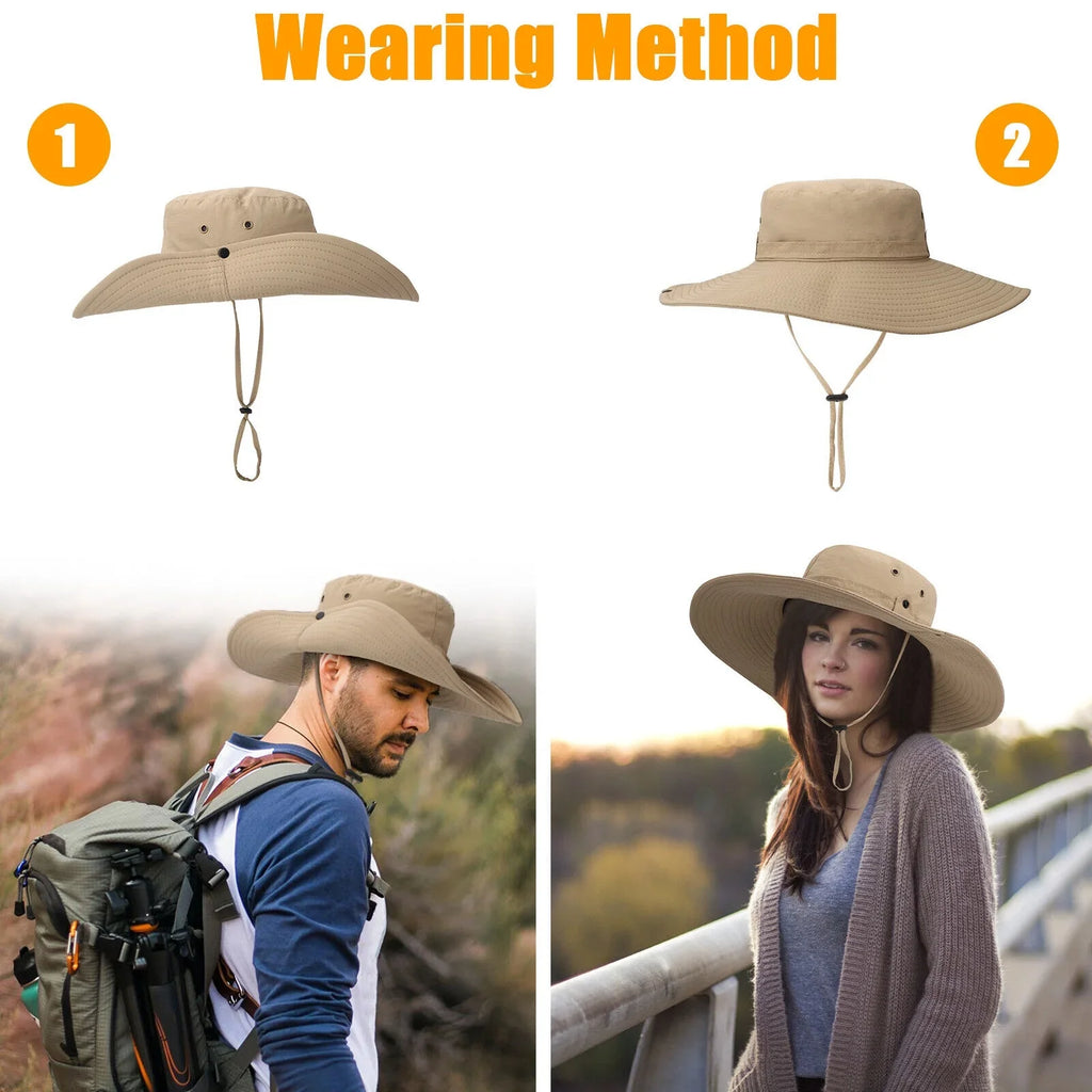 Wide Cap Hiking for Men UV Protection Garden Fishing Brim Bucket Women Hat Sun