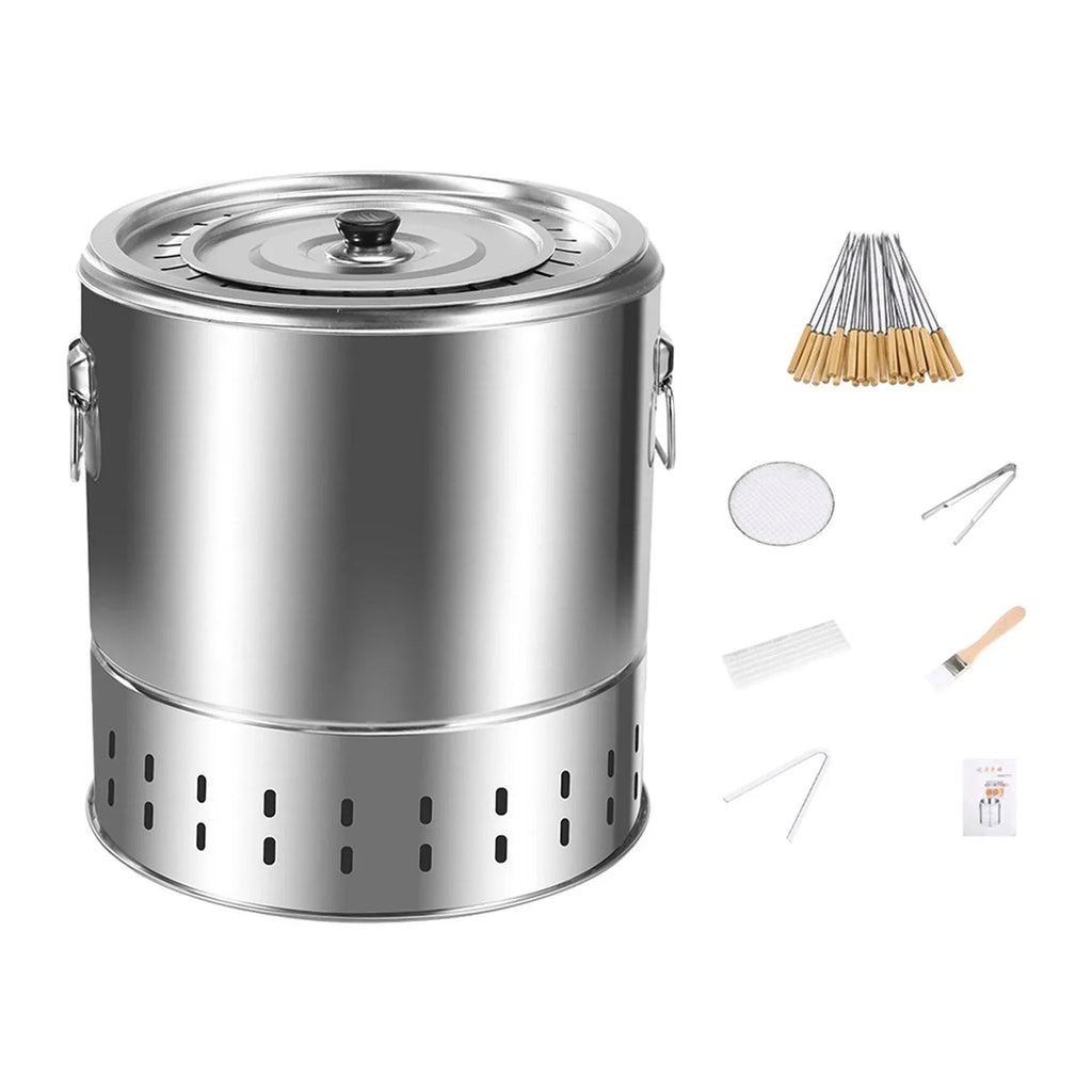 for Garden Space Grill Smokeless Bucket Parties Furnace Beach Large Stainless Grill Barbecue Steel Tailgate Cooking