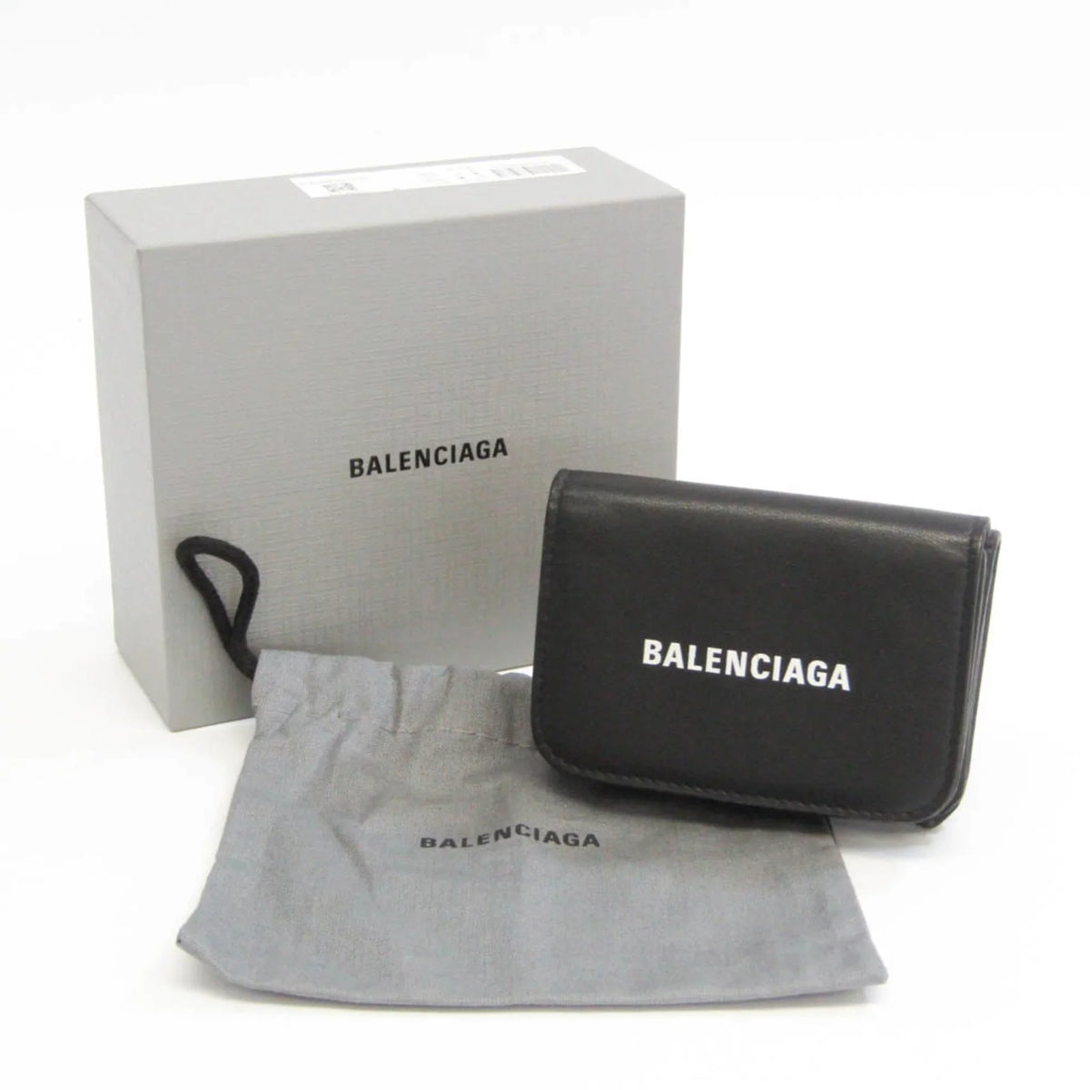 (Good) Men,Women 593813 Wallet Balenciaga Cache (tri-fold) Pre-Owned Black Mini Leather