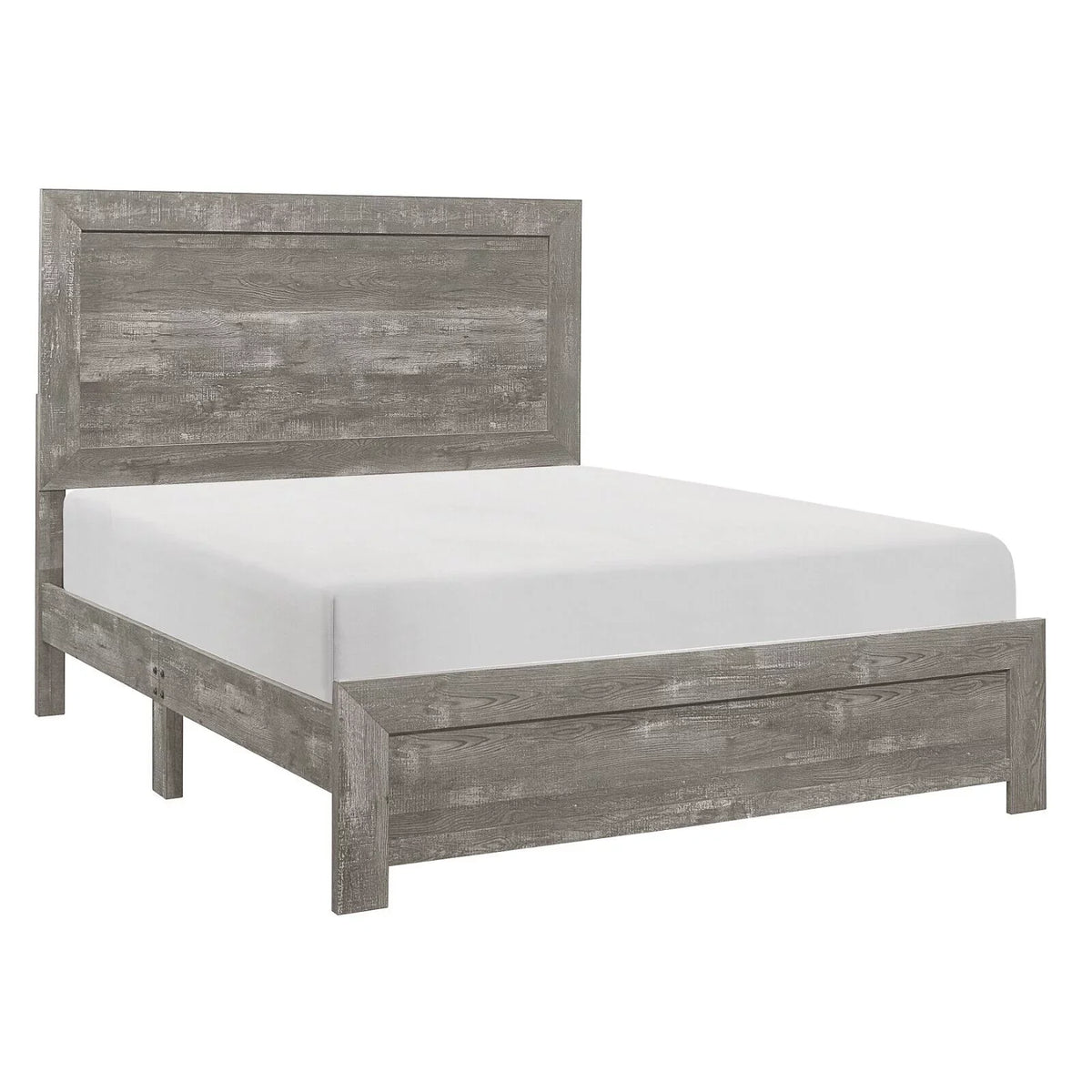 1pc Finish Style Bed Furniture Bedroom Modern Gray King Size Eastern Rustic