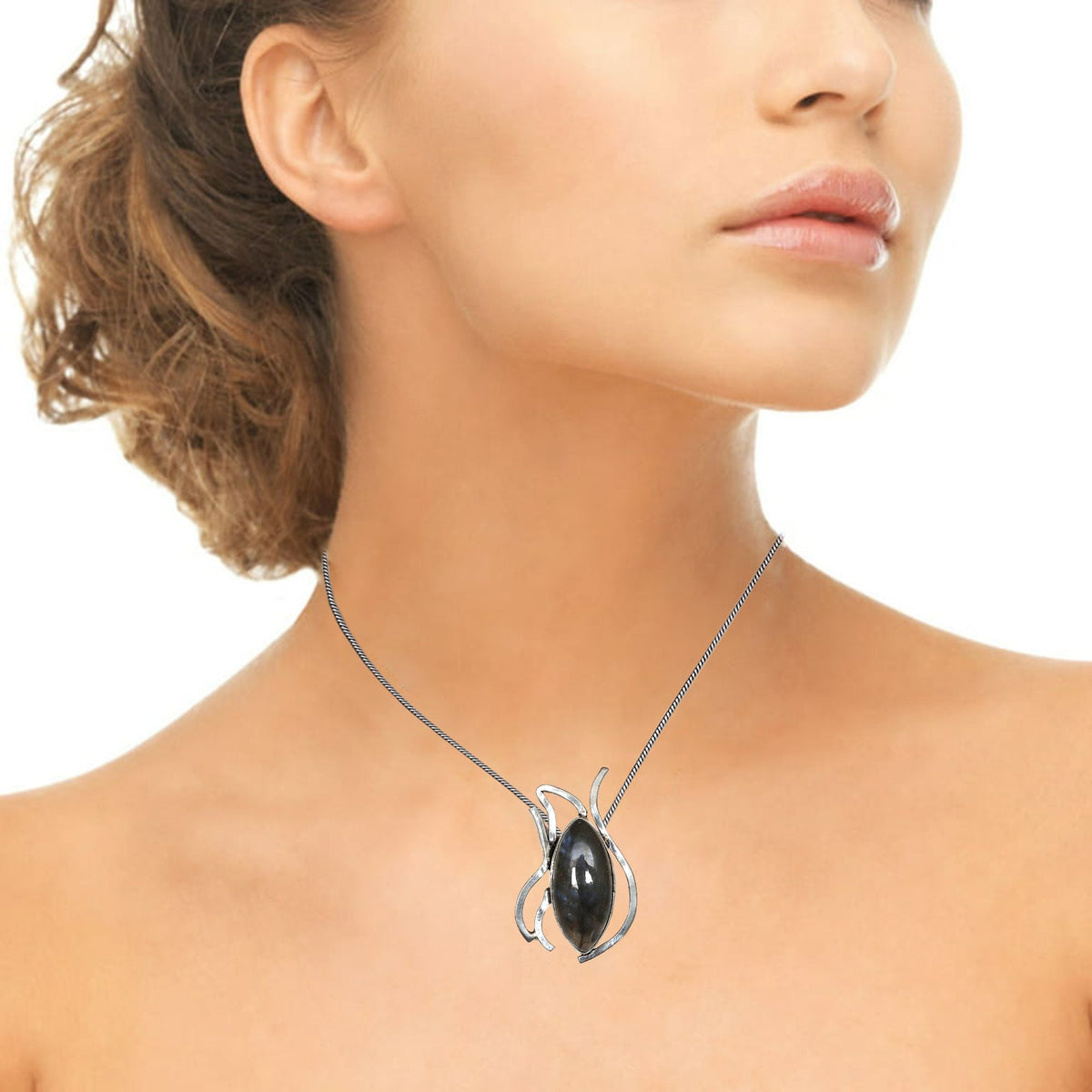 Garnet Gemstone Sterling Labradorite 925 Jewelry Necklace Silver Handmade