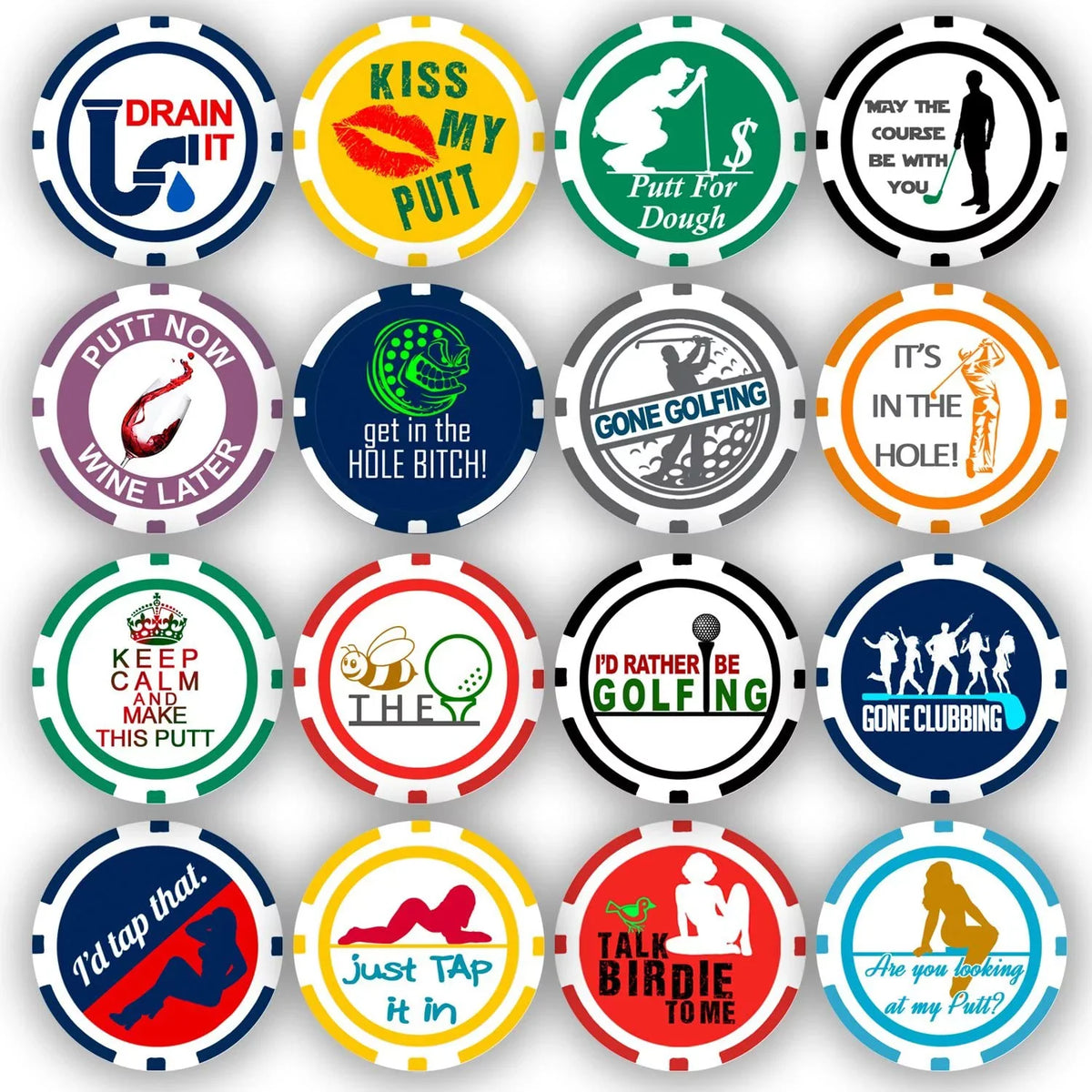 DA (16-Pack) Gram Chip Poker Collection, Chips 11.5 Golf VINCI Marker Ball
