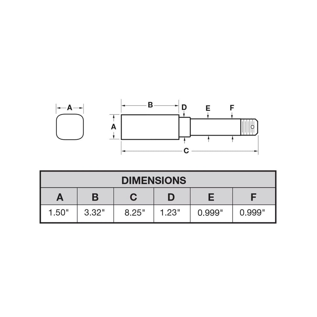 Spindle For Square 1 Axle Inch Stock I.D - Trailer Bearings