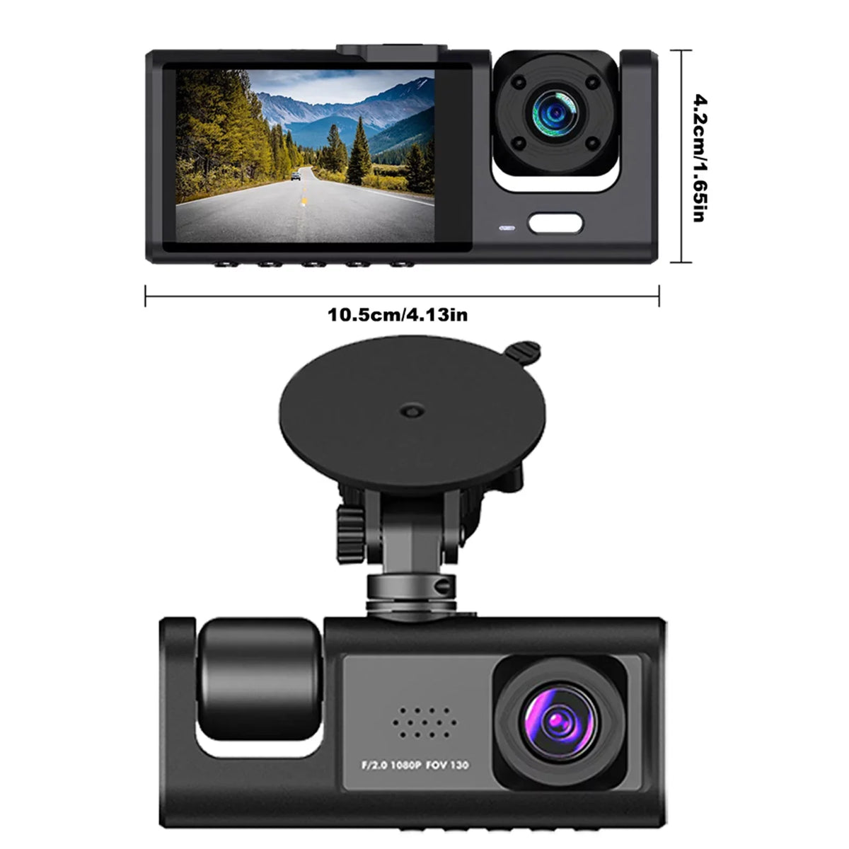 Cam,1080P+720P+480p, Versatile Safety,3-in-1 Car Safety Moobody Car Car Dash Mirror Cam Rearview for Dash
