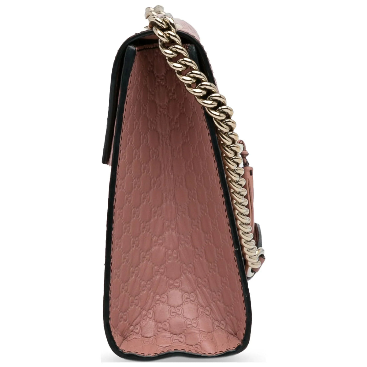 Authenticated Leather Calf Gucci Bag Shoulder Emily Pre-Owned (Good) Pink Medium Microguccissima Unisex