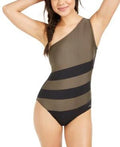 One-Shoulder One-Piece Swimsuit Women's $98 4 Colorblocked Swimsuit Dkny Green