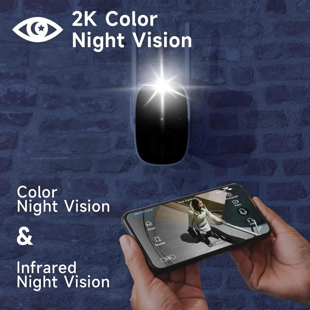 System 2 Outdoor, with Camera BW4PLUS-SP, Security Siren, & Powered Camera Solar WiFi Rraycom Color with Talk, Night Spotlight BW4P-SP-W-4PC Alexa, Solar Way Vision, Compatible 2K Surveillance