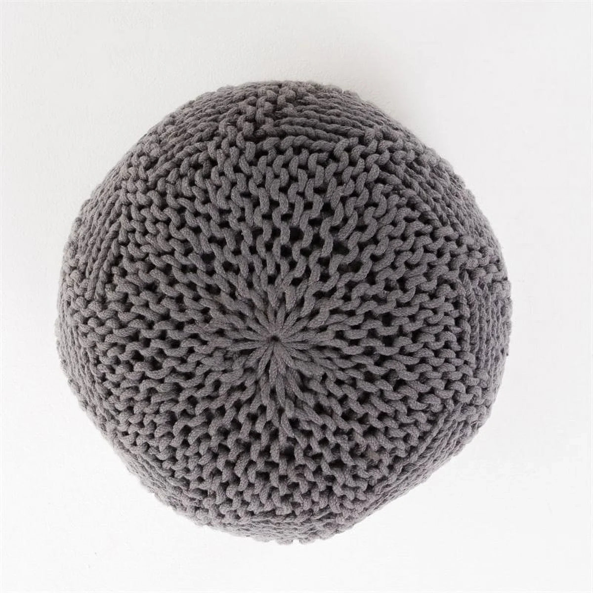 Fabric House Handcrafted Gray in Aria Modern Noble Dark Weave Pouf Outdoor