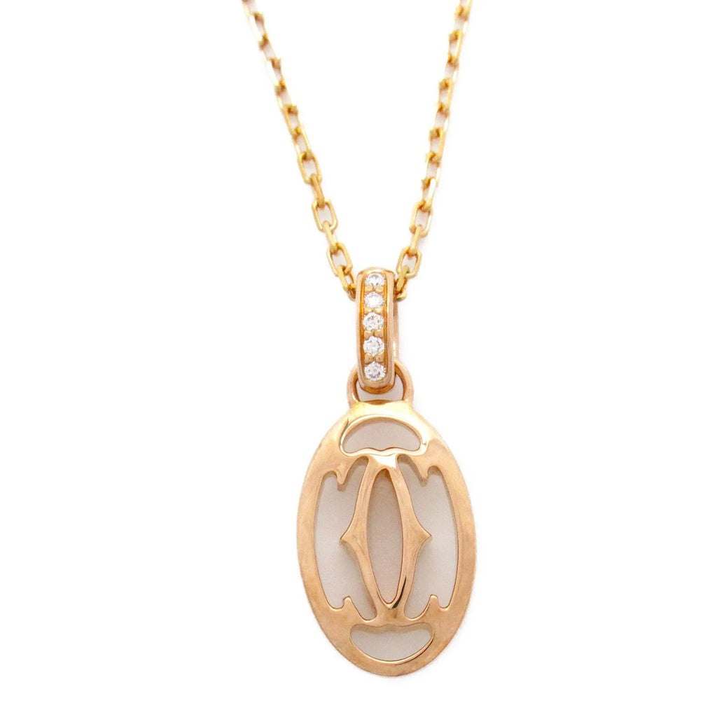 diamond Necklace Clear (Good) Gold) CARTIER Necklace double Pre-Owned K18PG(Rose Logo Clear