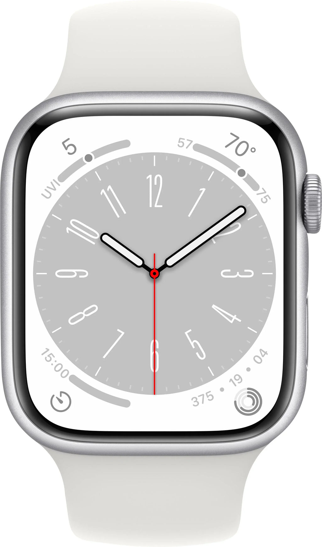8 White Series Band MP6P3LL/A Restored Gen Sport Watch Silver Aluminum - Apple 45mm (Refurbished) 8
