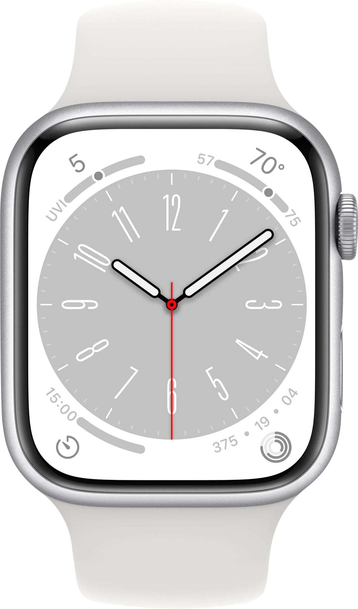 8 White Series Band MP6P3LL/A Restored Gen Sport Watch Silver Aluminum - Apple 45mm (Refurbished) 8