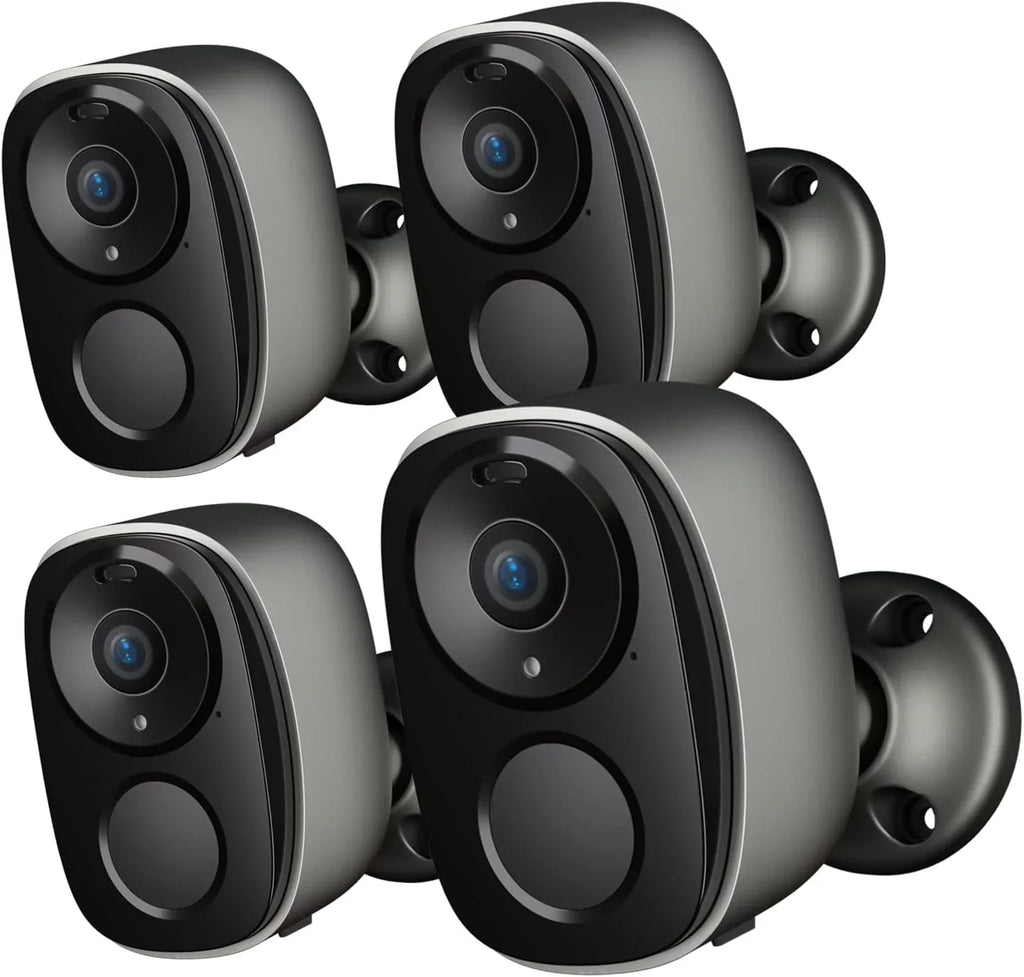 (BW4-G-4Pack) Audio Night Motion Wireless Cameras AI Security Free Fee, Outdoor, Color Battery Security Detection, No Storage, Camera SD/ Powered 2-Way Vision, Monthly IP65, 2K Home Cloud for with