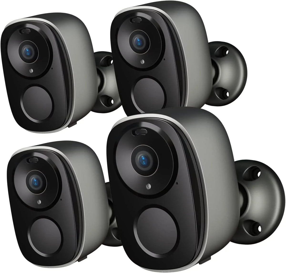(BW4-G-4Pack) Audio Night Motion Wireless Cameras AI Security Free Fee, Outdoor, Color Battery Security Detection, No Storage, Camera SD/ Powered 2-Way Vision, Monthly IP65, 2K Home Cloud for with