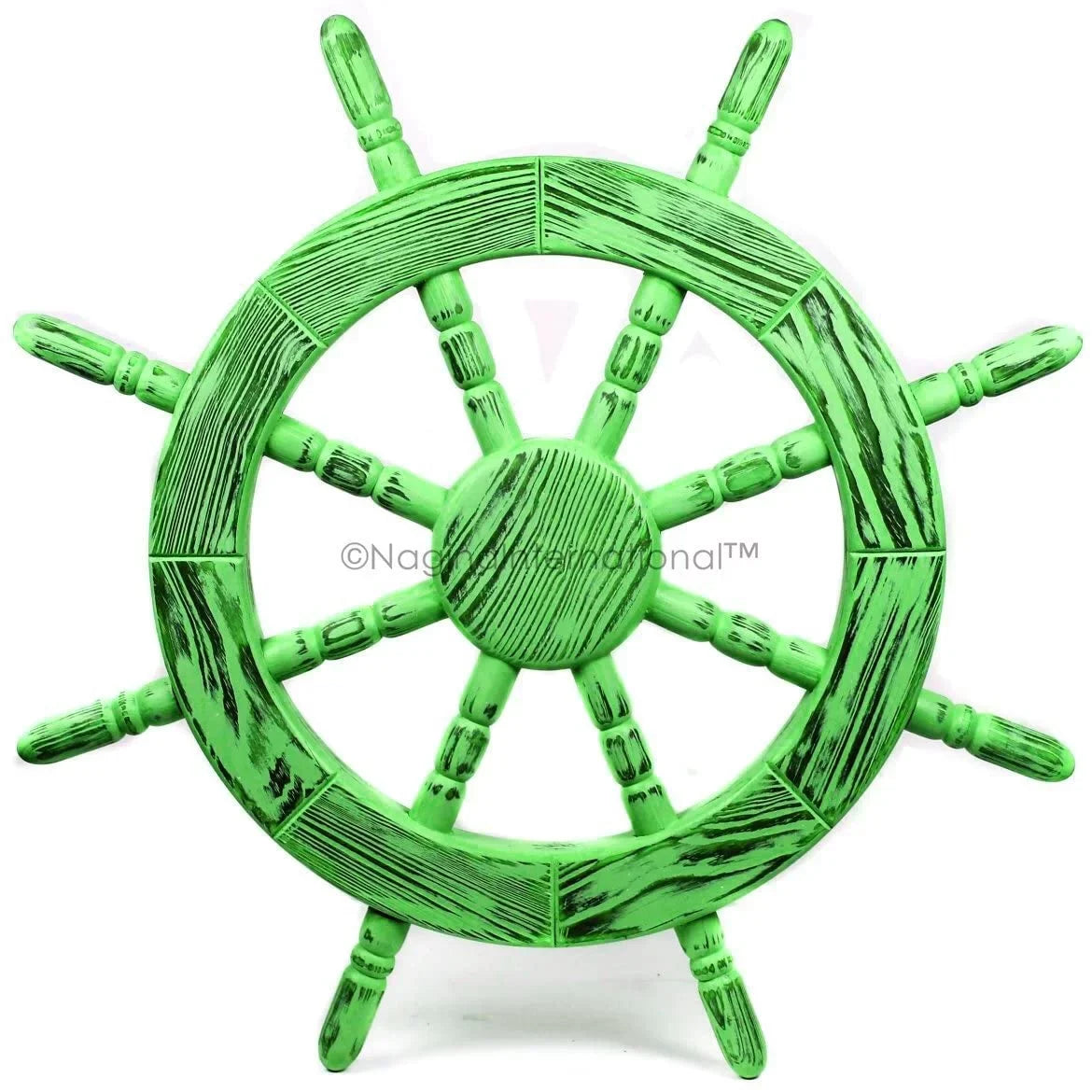 Ship Exclusive Wall Handcrafted Wall Wheel (16 | Decor Pine Junky Maritime Nautical Green) Nagina Antique Rustic Decor Beautiful International Inches,
