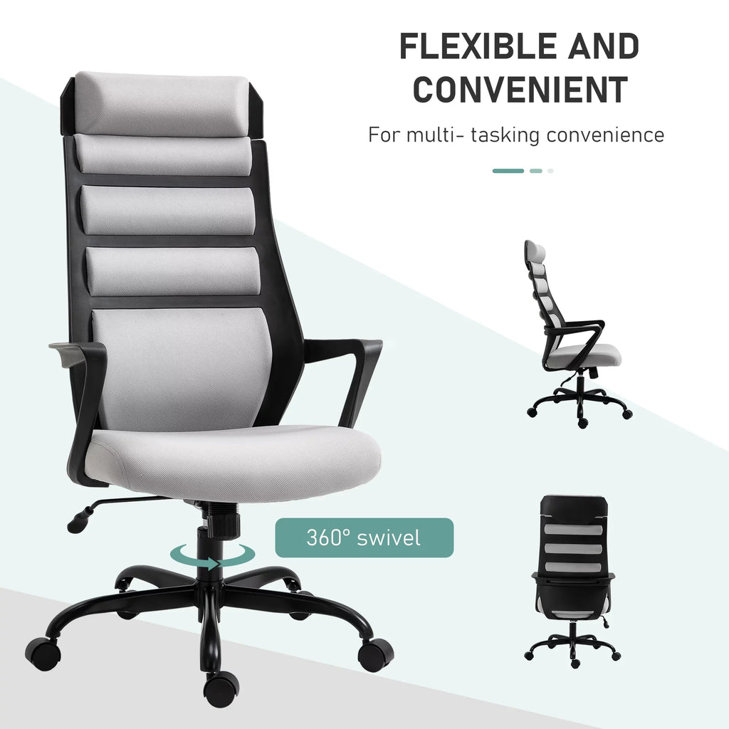Height, 26.75 275 in Adjustable Executive Capacity, & lb. Chair Swivel Vinsetto Grey with