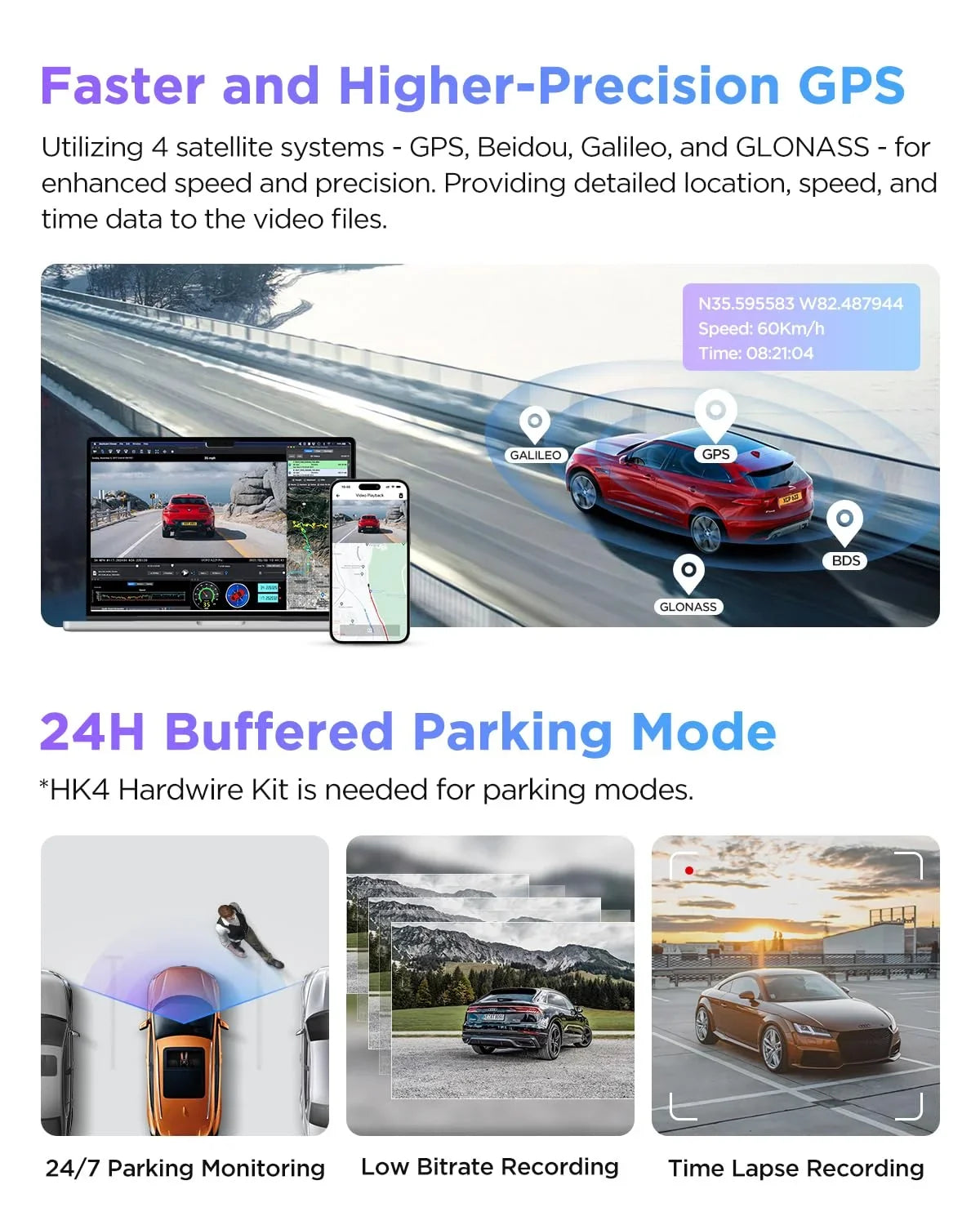 A229 IMX678 2CH 2 lb VIOFO 4K+2K Camera Pro Dual Front IMX675 with Car & GPS, STARVIS Rear Dashcam 2
