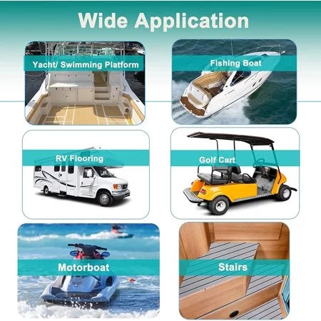 Sheet/Carpet Fits 35" for Sea HJDECK Teak Pad Marine Deck EVA Faux Self-Adhesive Non-Skid Mats/Decking 94"x Yacht Foam Boat RV Boat Decking Flooring