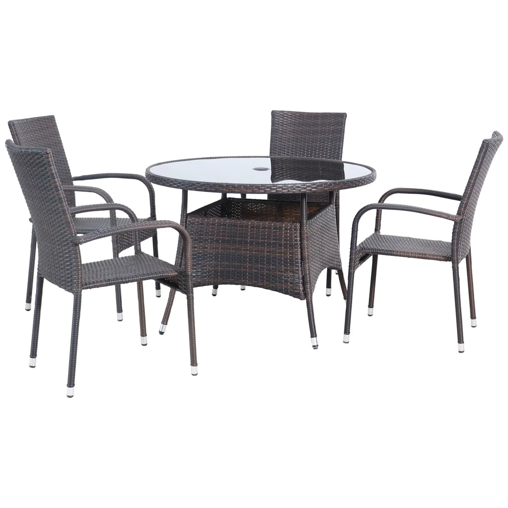 Set Wicker 5-Piece Resin Outdoor Dining Northlight Patio Brown Woven Venice