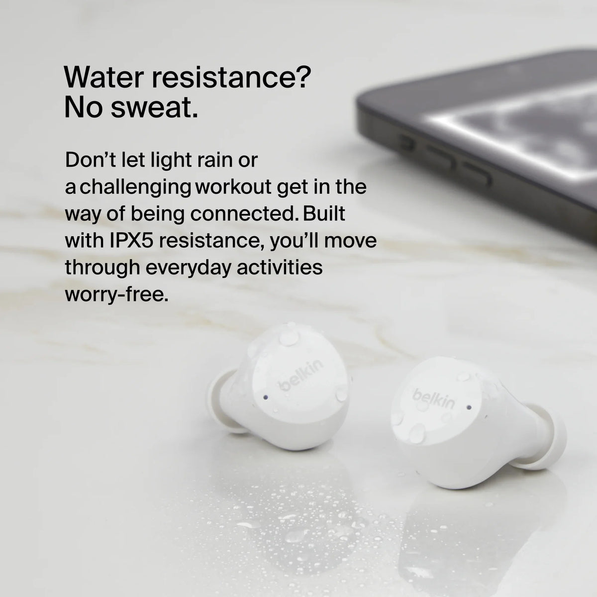 Earbuds, and White Belkin Hours iPhone, - Water Sweat Charging, Battery Wireless Resistant, and of Bolt, 28 Pixel USB-C, to SoundForm™ Wireless More Up Life, Galaxy, IPX5 True