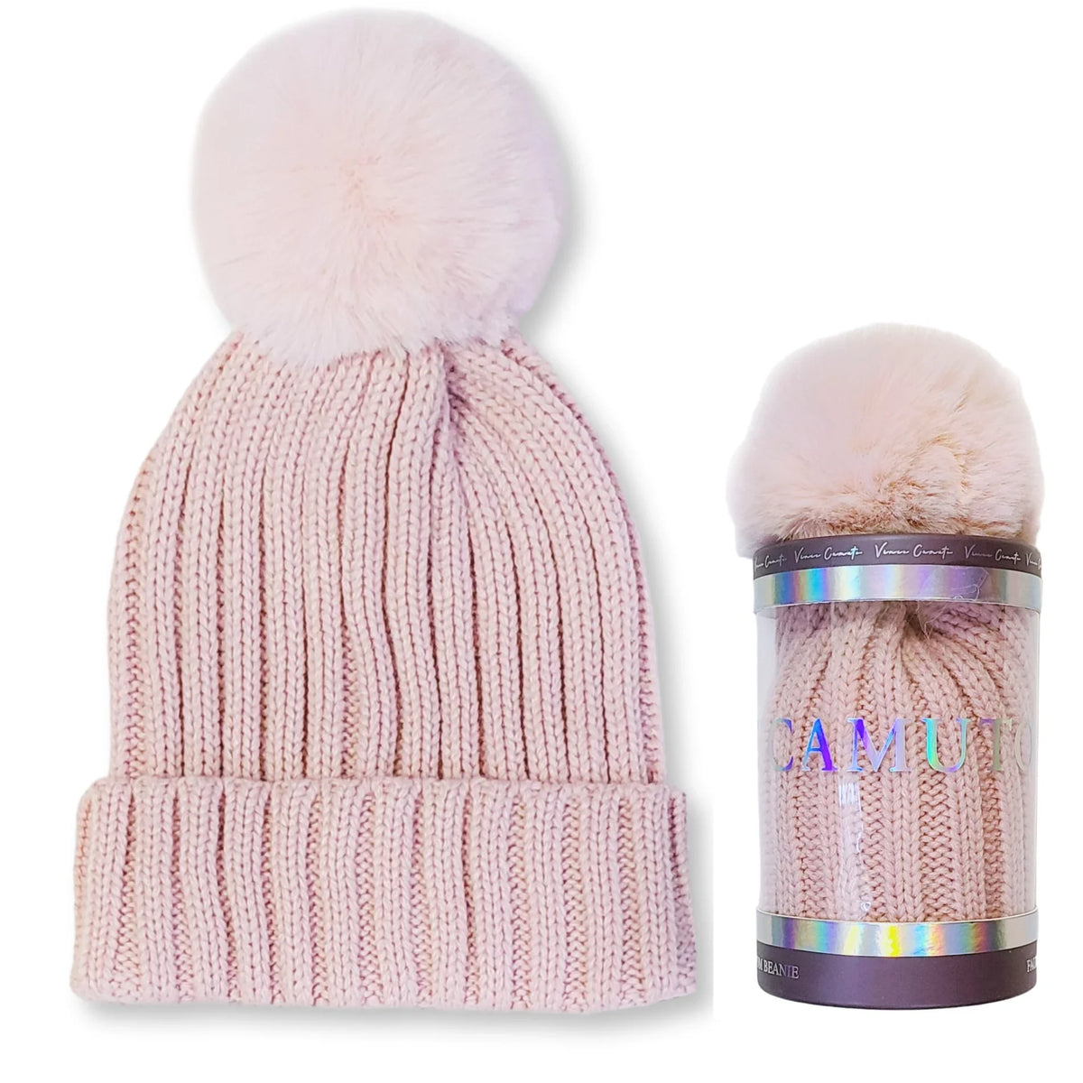 Gift Box Camuto Vince Women's Winter Faux Beanie Pom Fur with Hat
