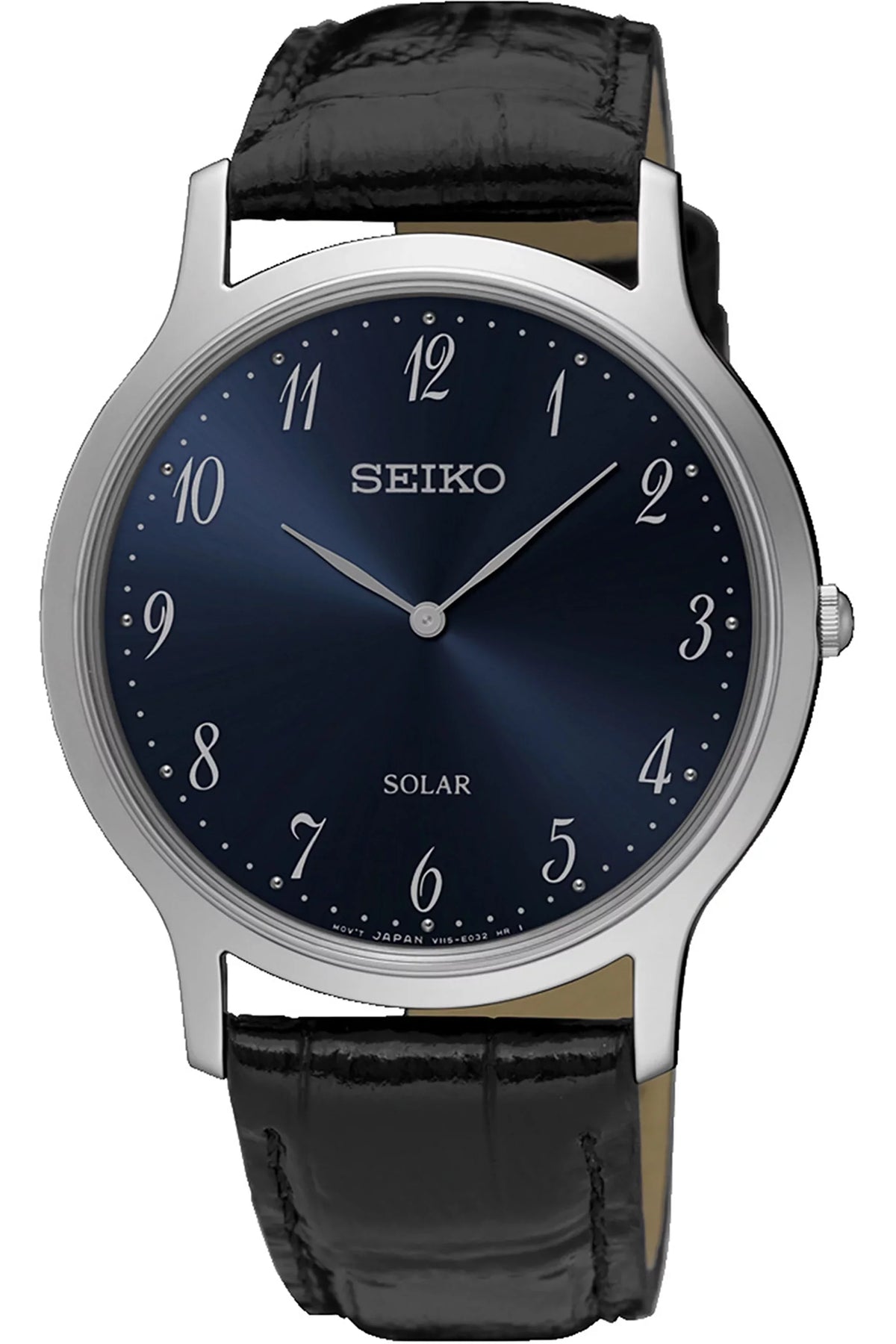 Strap,30m Seiko Solar SUP861P1, tone,Stainless Men's WR,SUP861 Quartz,Silver Steel Case,Leather