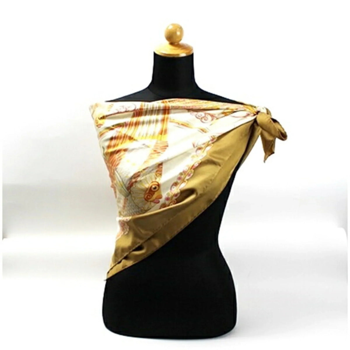 Ferragamo Salvatore Pre-Owned Scarf Muffler Pattern (Good) Beige Silk FERRAGAMO Fish Women's SALVATORE