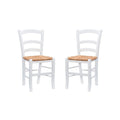 Linon White Karsyn Set Side Rush in Chairs Back of Seat Finish Two Ladder Wood