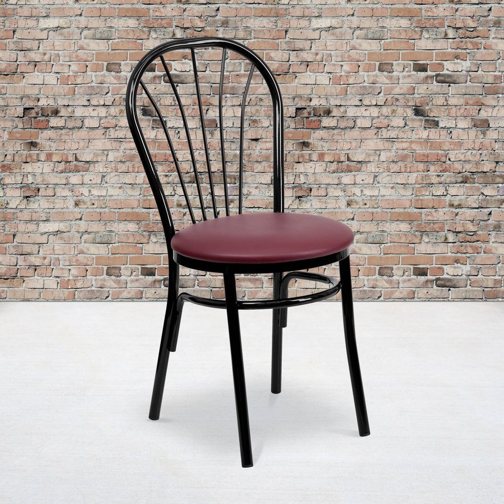 Furniture Metal Series Seat - HERCULES Flash Vinyl Back Chair Burgundy Fan