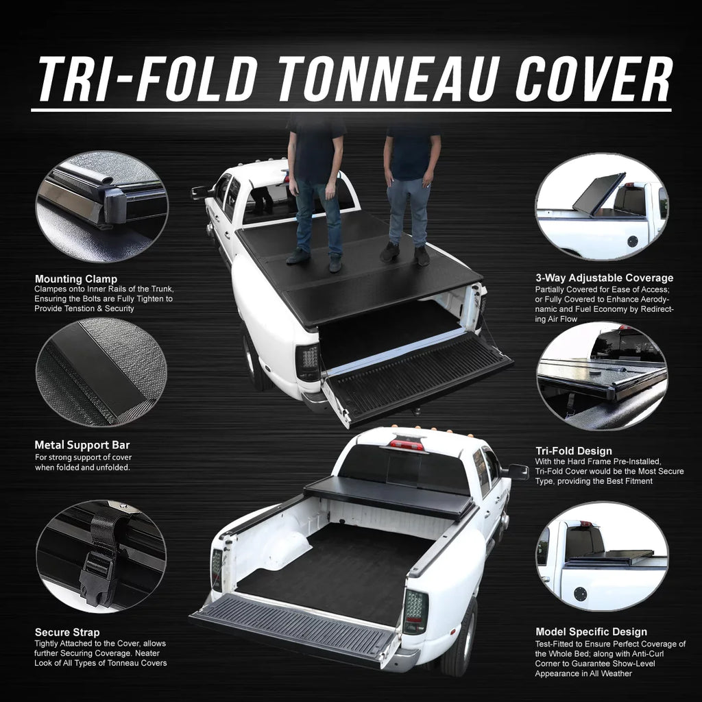 Tonneau -Fold Short Hard Motoring 3500 TTC-HARD-028 For Truck / DNA Cover 1500 Fleetside 6.5Ft 2009 Bed Solid Tri Ram to 2022