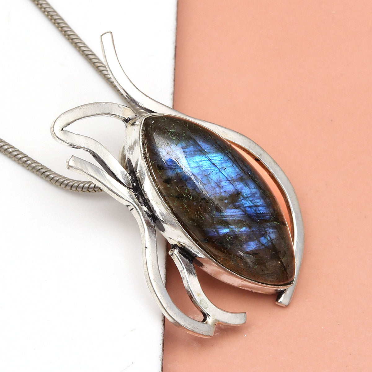 Garnet Gemstone Sterling Labradorite 925 Jewelry Necklace Silver Handmade