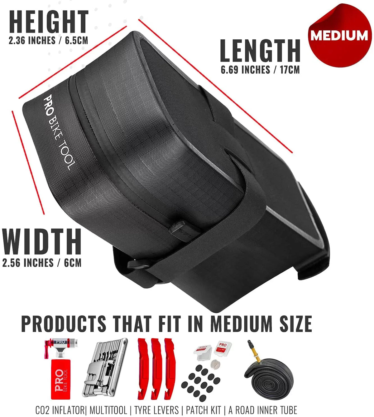 PRO (Large) Bag Bicycle Seat Saddle The BIKE Under TOOL