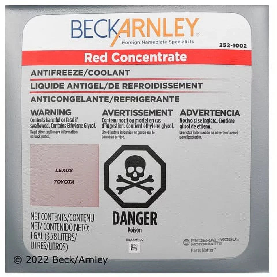 P/N:252 Antifreeze / Beck/Arnley 1002 Engine Coolant