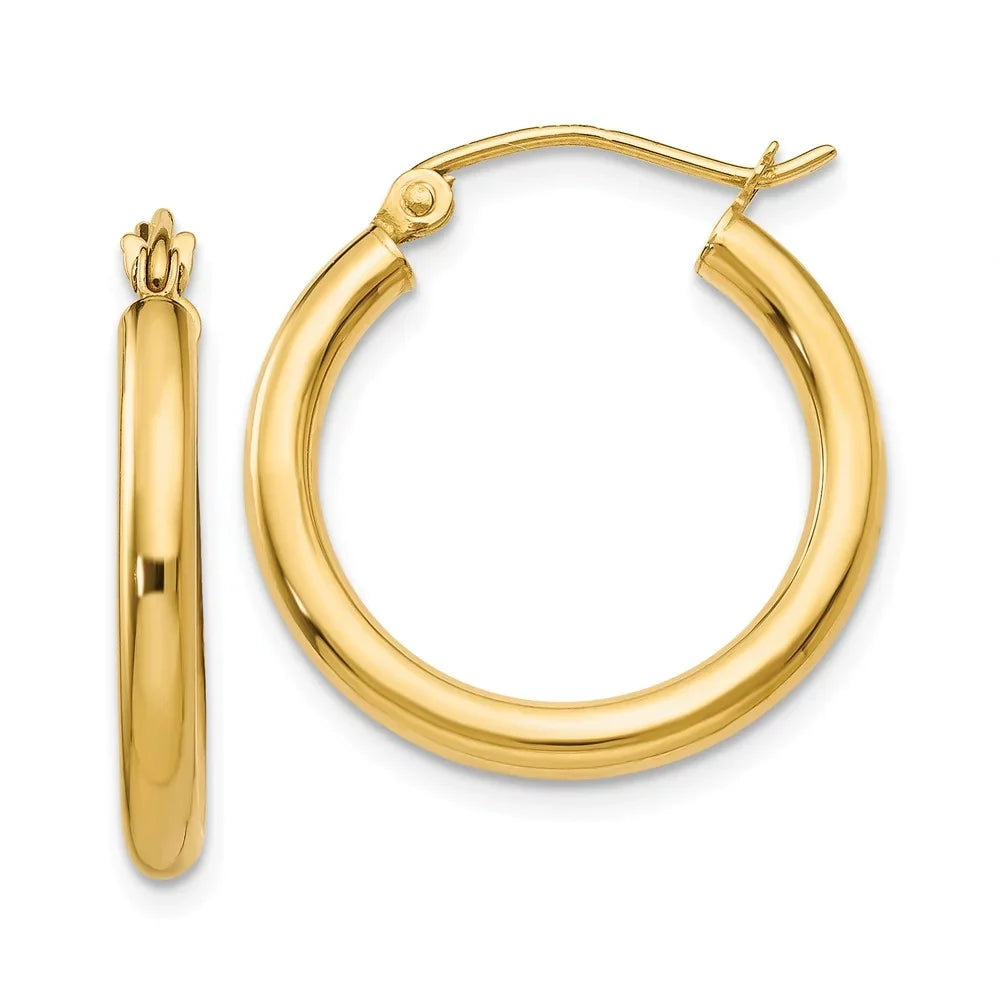 Adults Women Gold Yellow for 14kt Earrings; Hoop Real Polished and 2.5mm Tube for Teens; and Men