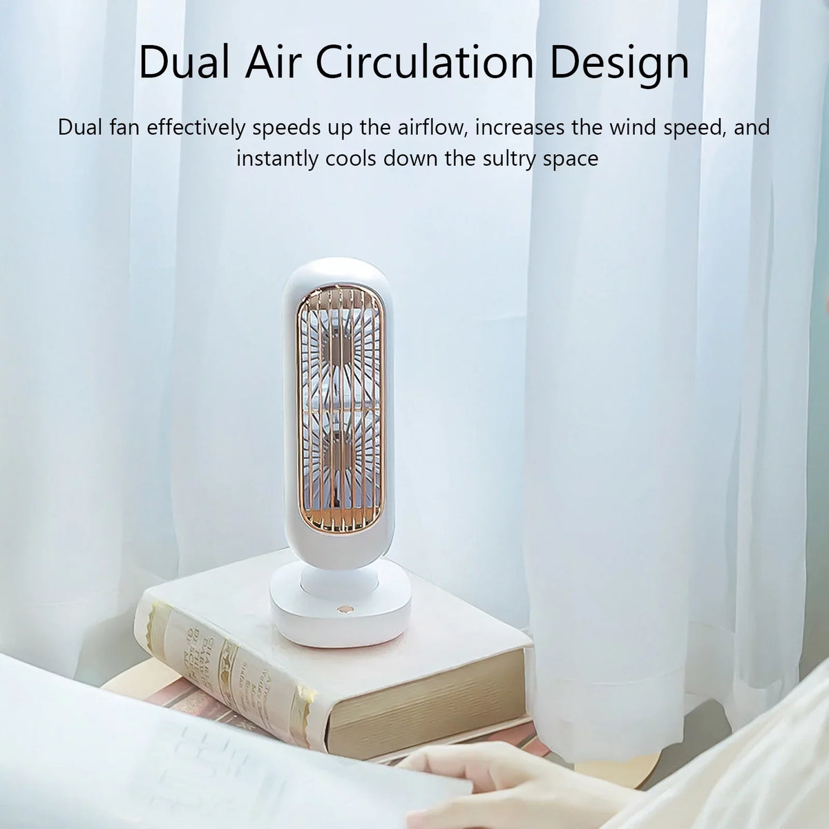 Portable Air Office Tower Home Fan for Small Fan Tower Anself Standing Dual USB Desk Mini Fan 3 Cooling Speed Desktop Circulation Bedroom
