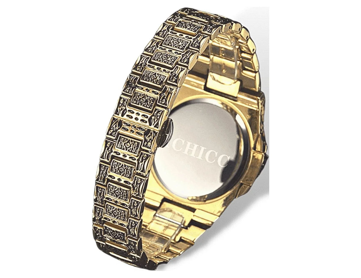 Gold Steel Calendar Stainless Wrist Watch with Vintage for Strap Analogue GIFT Men Quartz Watches