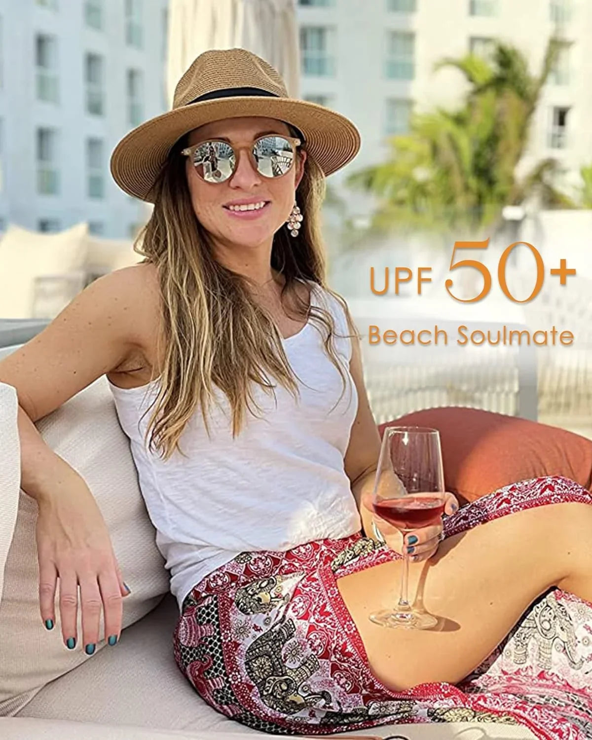 Hat Hat Straw Straw Hat Mens Wide Women for Fedora UPF Panama Womens Summer Beach Sun FURTALK Brim