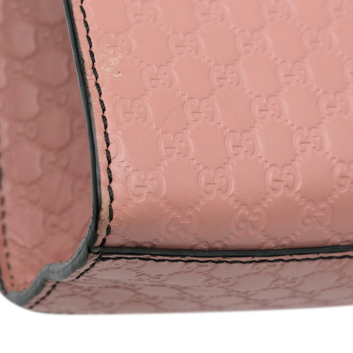 Authenticated Leather Calf Gucci Bag Shoulder Emily Pre-Owned (Good) Pink Medium Microguccissima Unisex