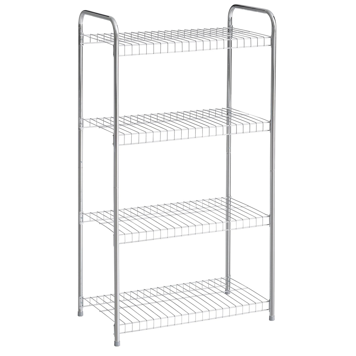 Satin Wire Unit, Multipurpose Rubbermaid 4-Tier Shelving Nickel. Freestanding