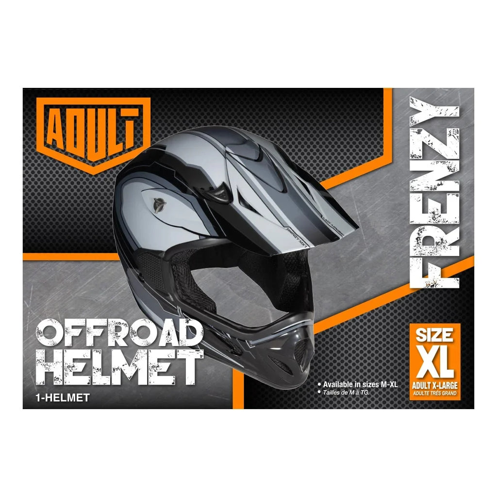 FRENZY Black-Grey, Helmet, Adult Approved, MX XL DOT