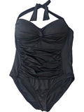 Claiborne Liz One Halter Top Womens Black Suit White Piece Swimming