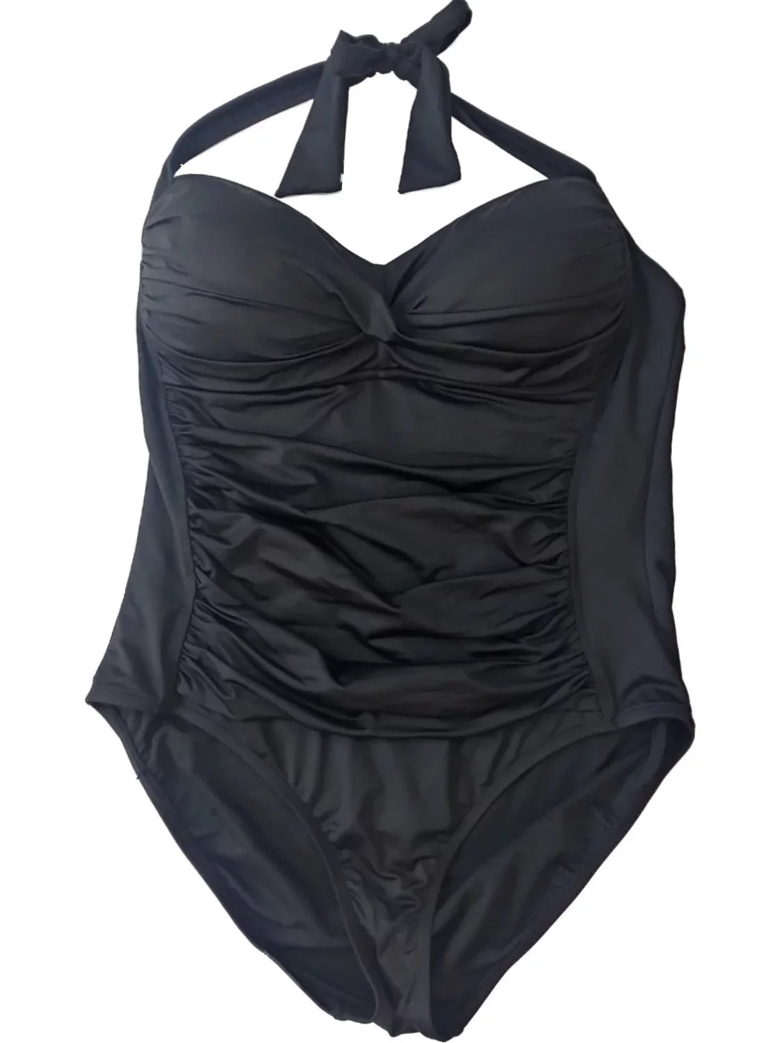 Claiborne Liz One Halter Top Womens Black Suit White Piece Swimming
