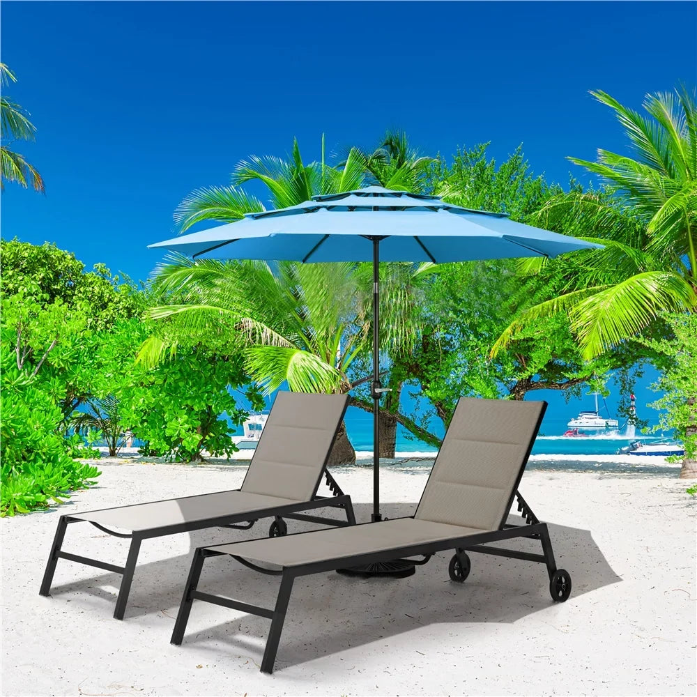 with Umbrella 8 Stand, lb Ribs+ 26.5 10ft 18'' Sky Blue Outdoor Patio Sturdy Base Yaheetech